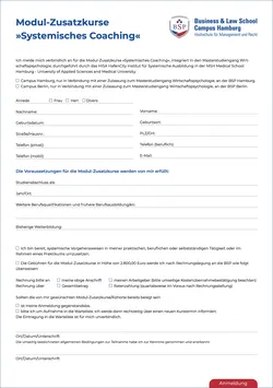 Modul-Zusatzkurse »Systemisches Coaching« - Anmeldung